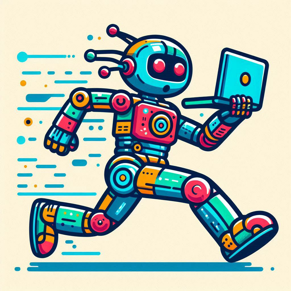 Robot running with laptop